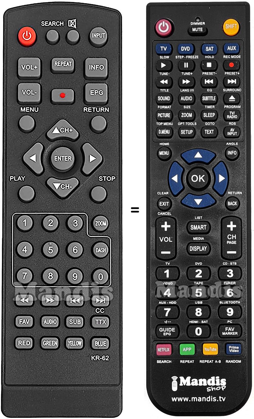 Telecomando equivalente Spectra KR-62