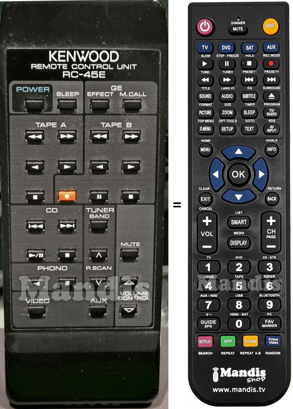 Telecomando equivalente RC-45E