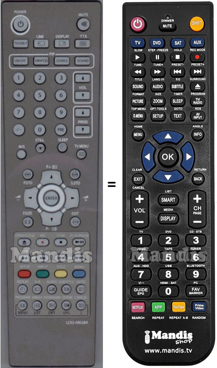 Telecomando equivalente DMTech LC03-AR028A