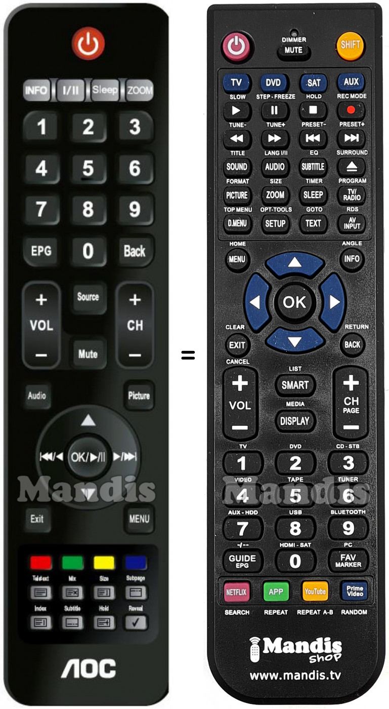Telecomando equivalente AOC LE32K0D7DU