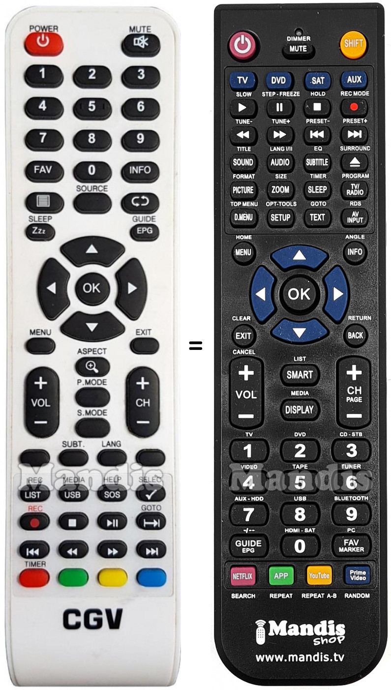 Telecomando equivalente CGV L22W11