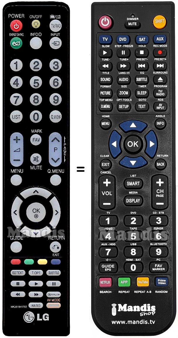 Telecomando equivalente LG MKJ61841702