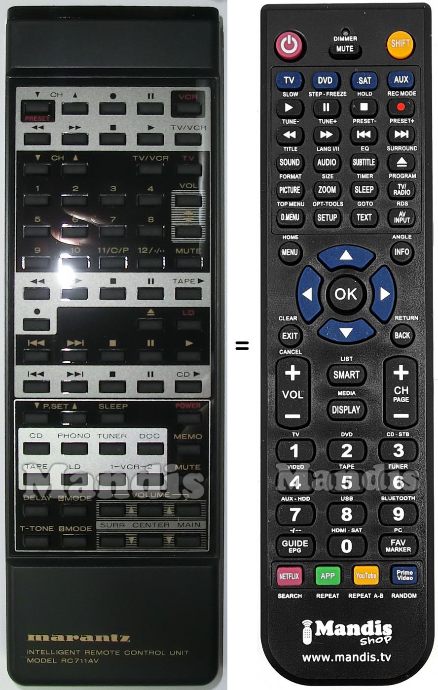 Telecomando equivalente RC711AV