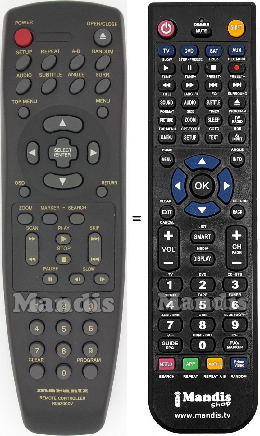 Telecomando equivalente Marantz RC6200DV