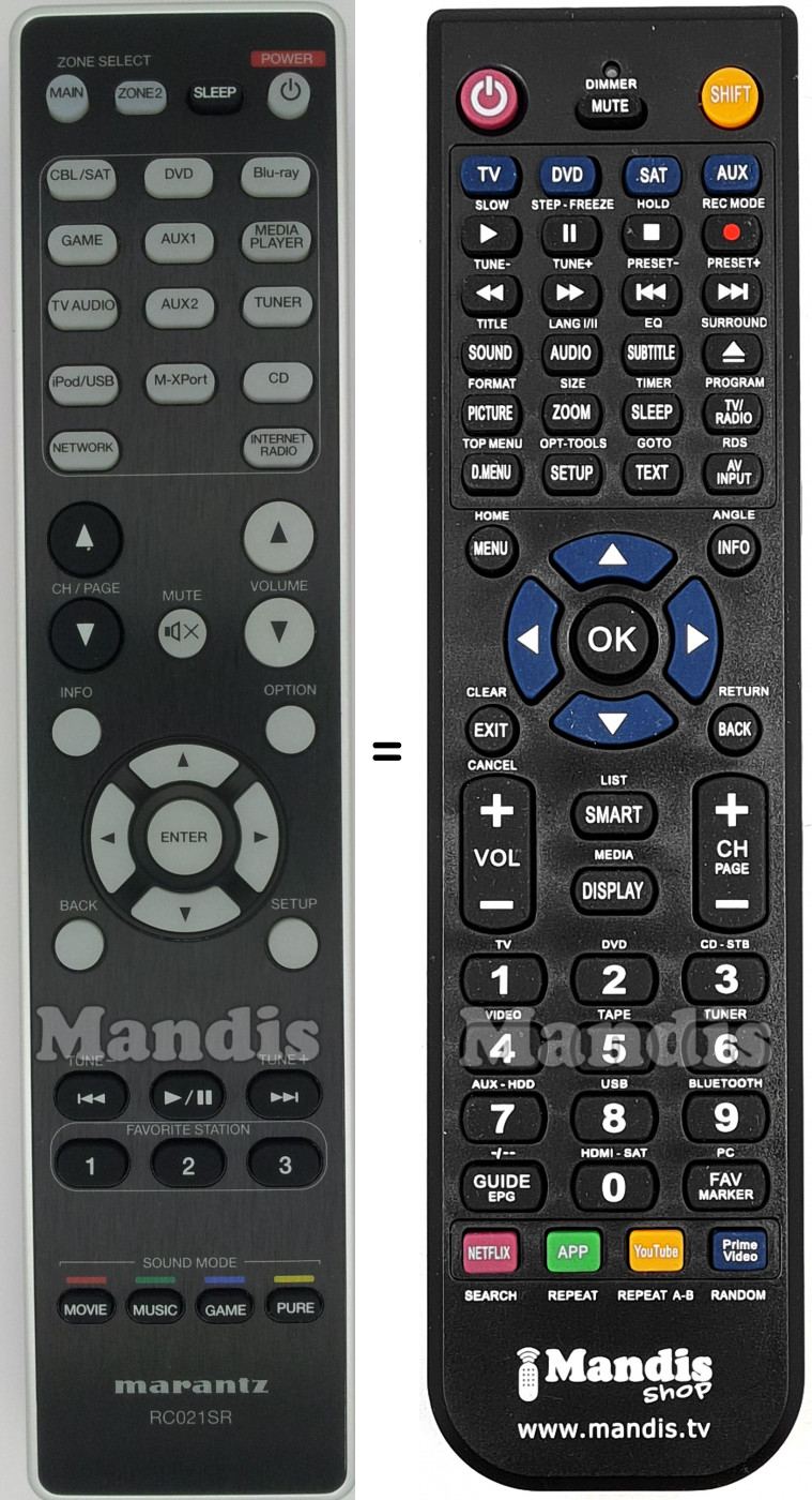Telecomando equivalente Marantz RC021SR