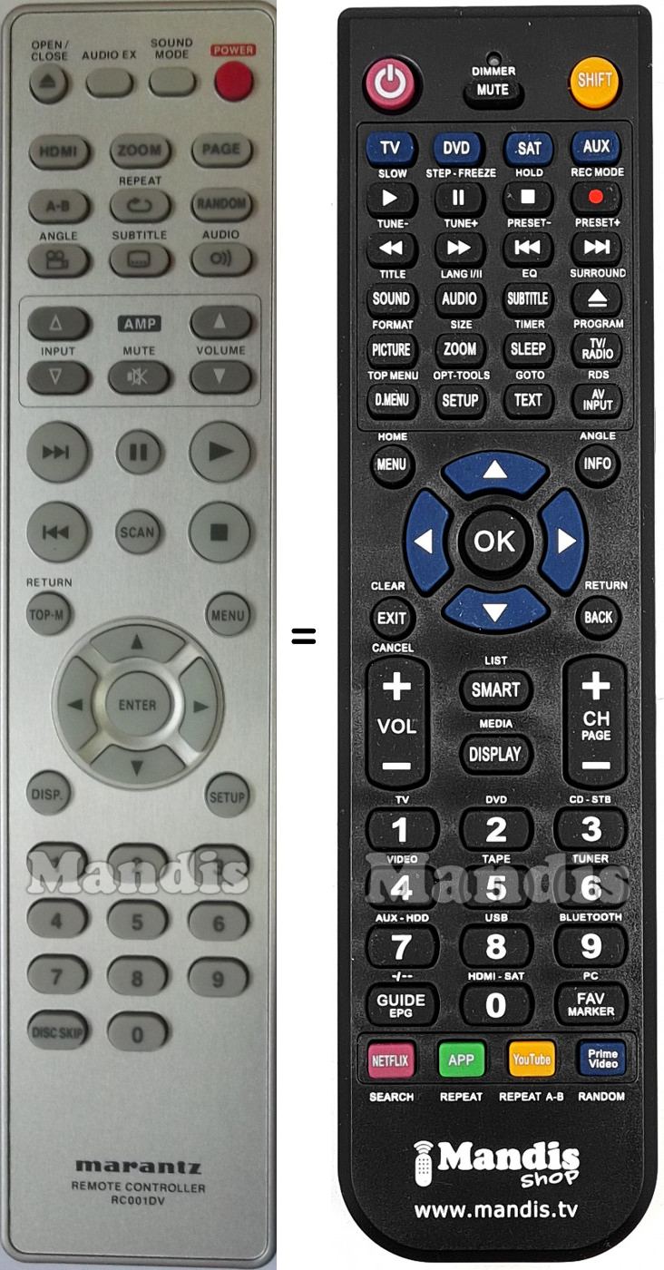Telecomando equivalente Marantz RC001DV