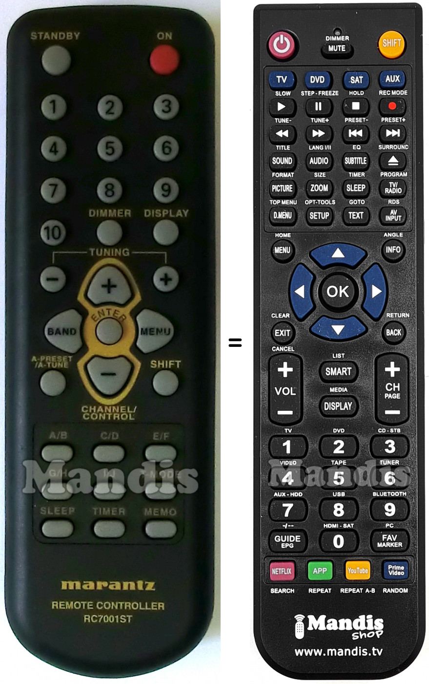 Telecomando equivalente RC7001ST
