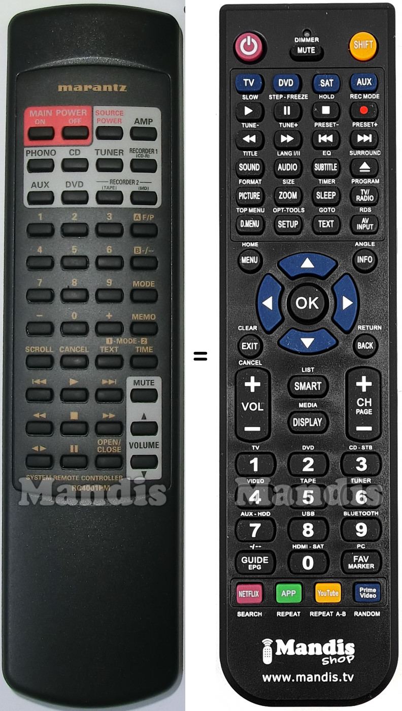 Telecomando equivalente Marantz RC4001PM