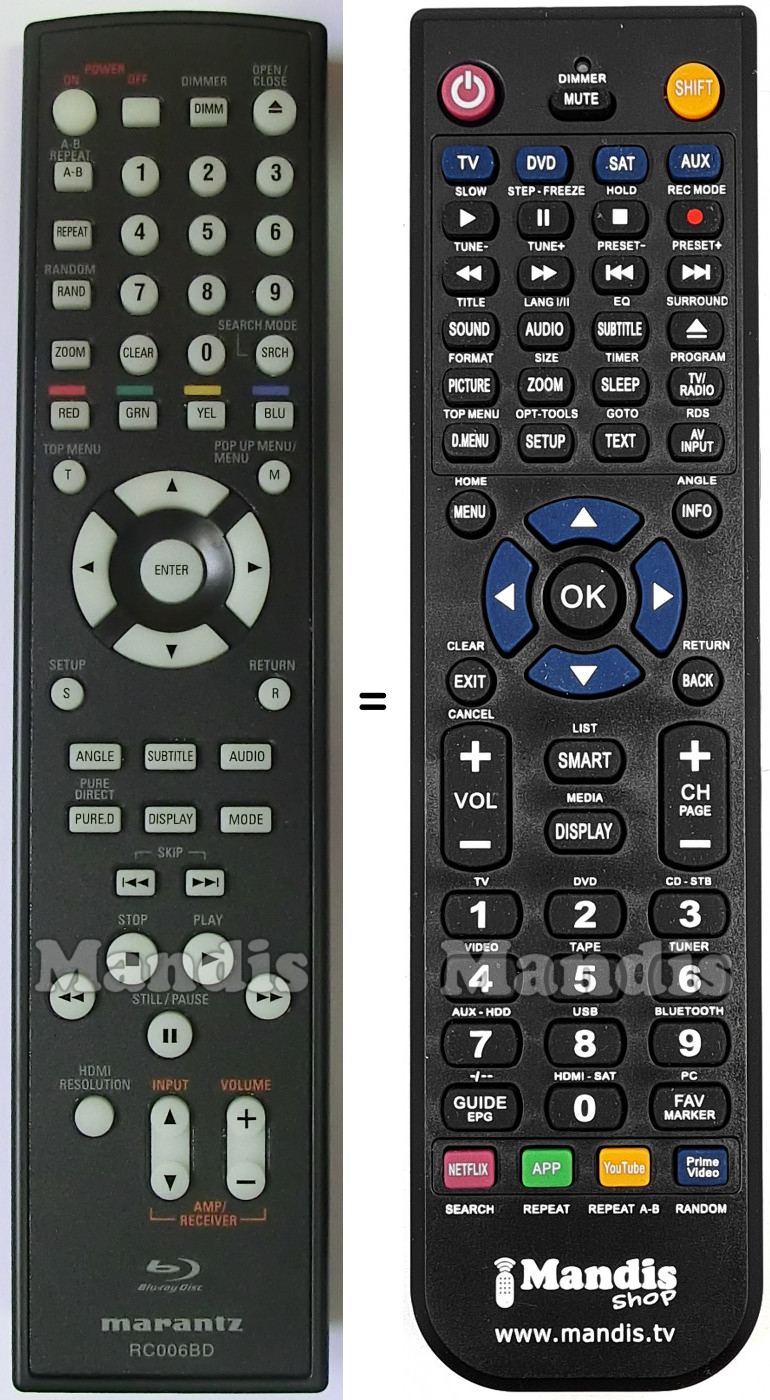 Telecomando equivalente Marantz RC006BD