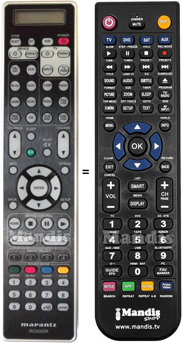 Telecomando equivalente Marantz RC026SR