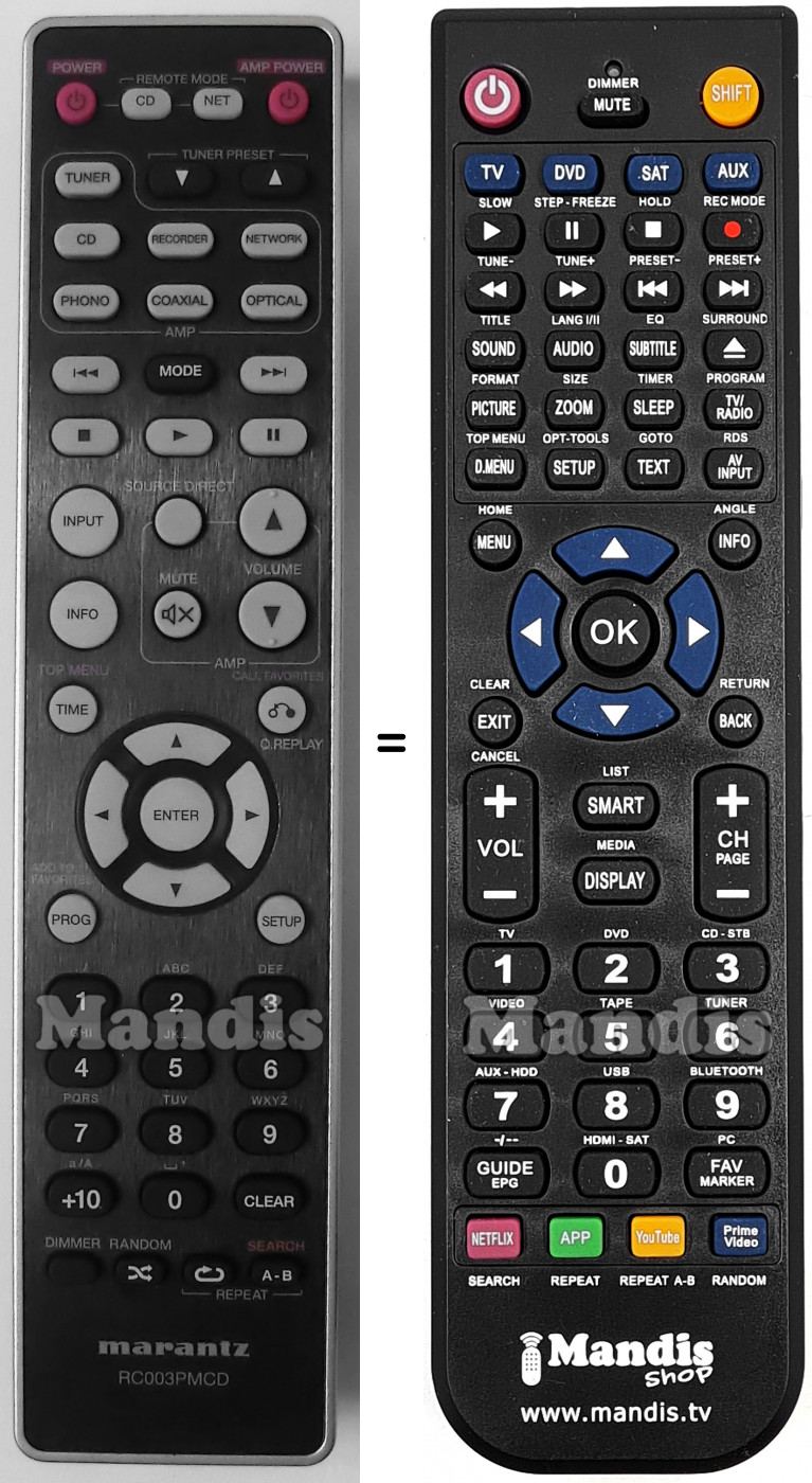 Telecomando equivalente Marantz RC003PMCD