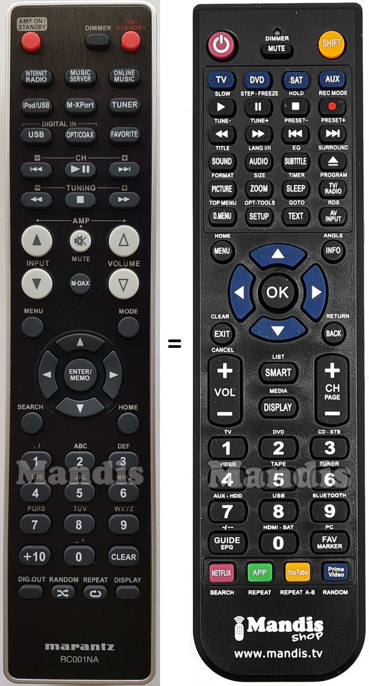 Telecomando equivalente Marantz RC001NA