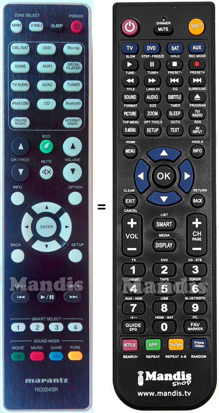 Telecomando equivalente Marantz RC024SR