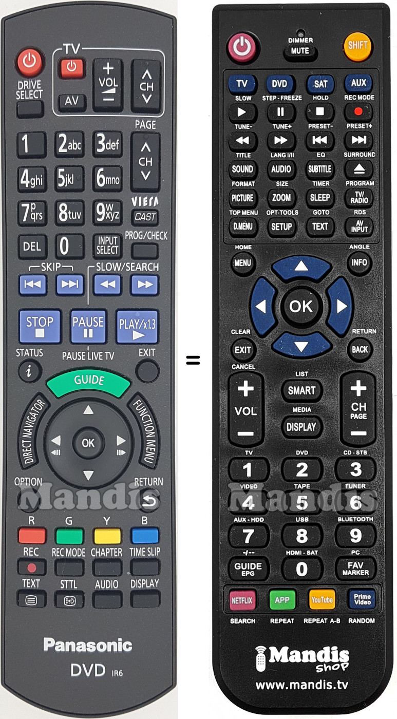 Telecomando equivalente Panasonic N2QAYB000480
