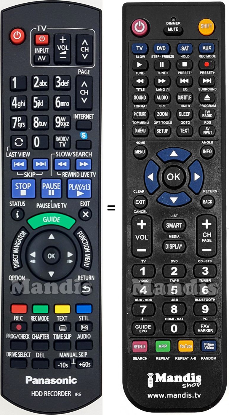Telecomando equivalente Panasonic N2QAYB000914