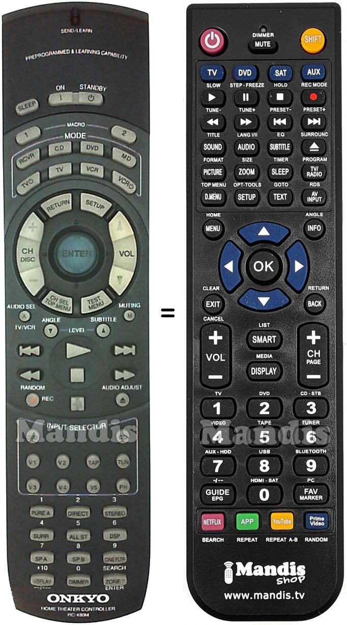 Telecomando equivalente Onkyo RC-480M