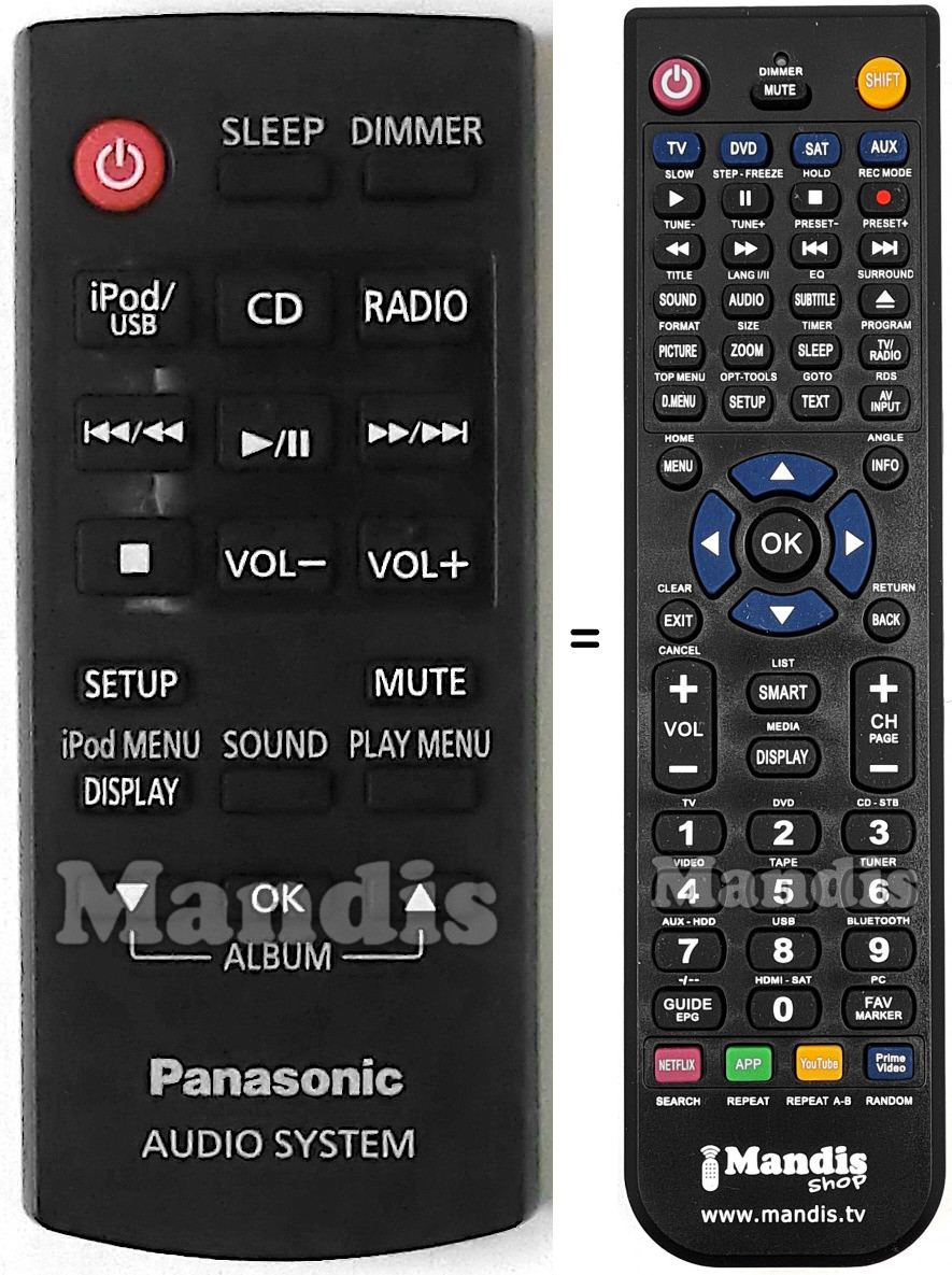 Telecomando equivalente Panasonic N2QAYC000079