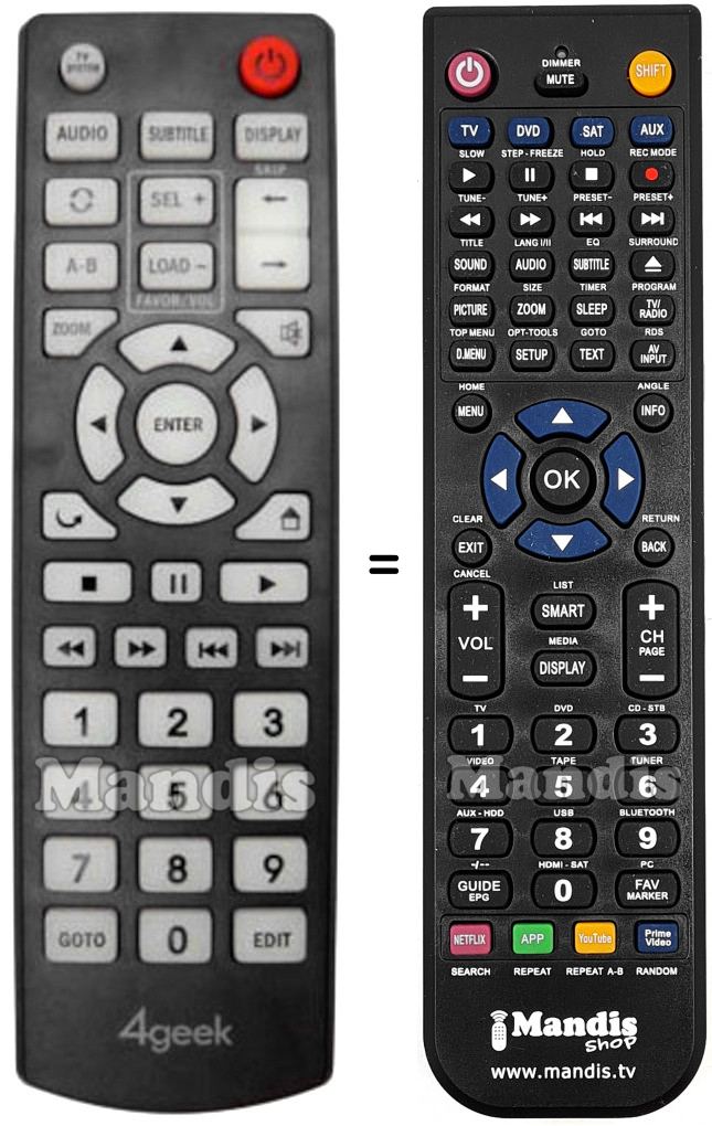 Telecomando equivalente 4GEEK REMCON686