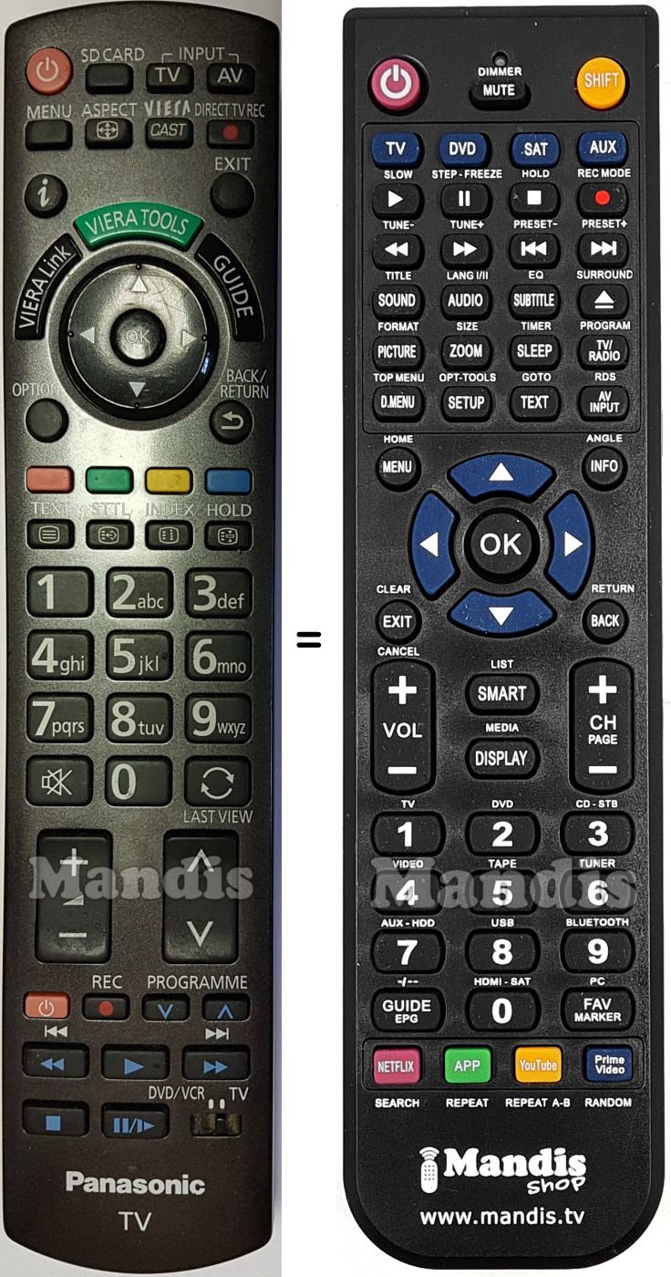 Telecomando equivalente Panasonic N2QAYB000490
