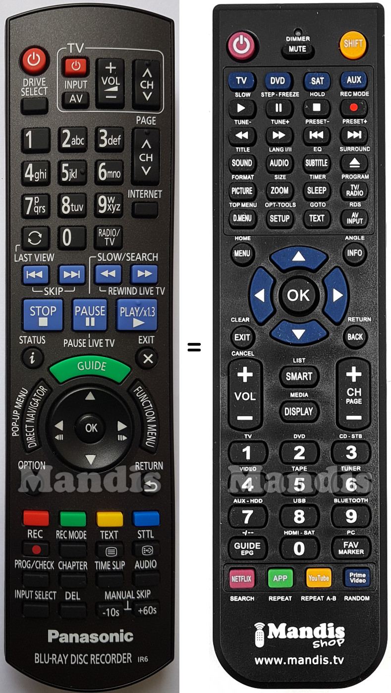 Telecomando equivalente Panasonic N2QAYB000986
