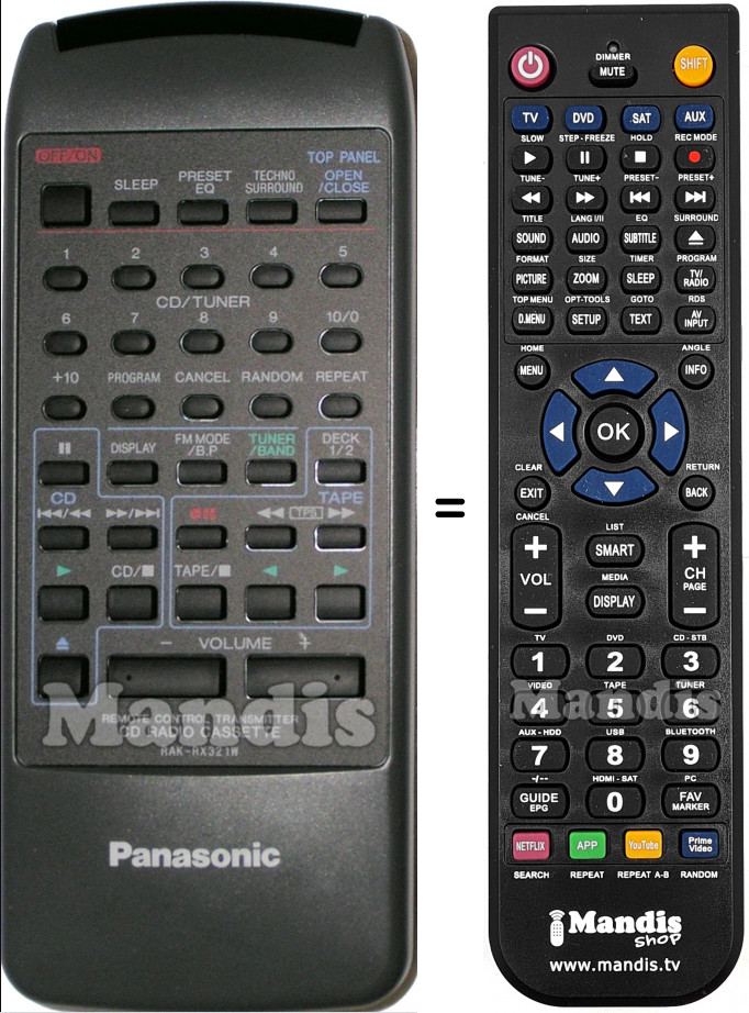 Telecomando equivalente RAK-RX321W