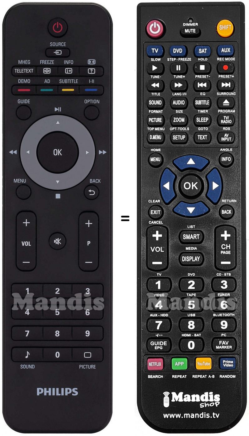 Telecomando equivalente Philips 221TE2L