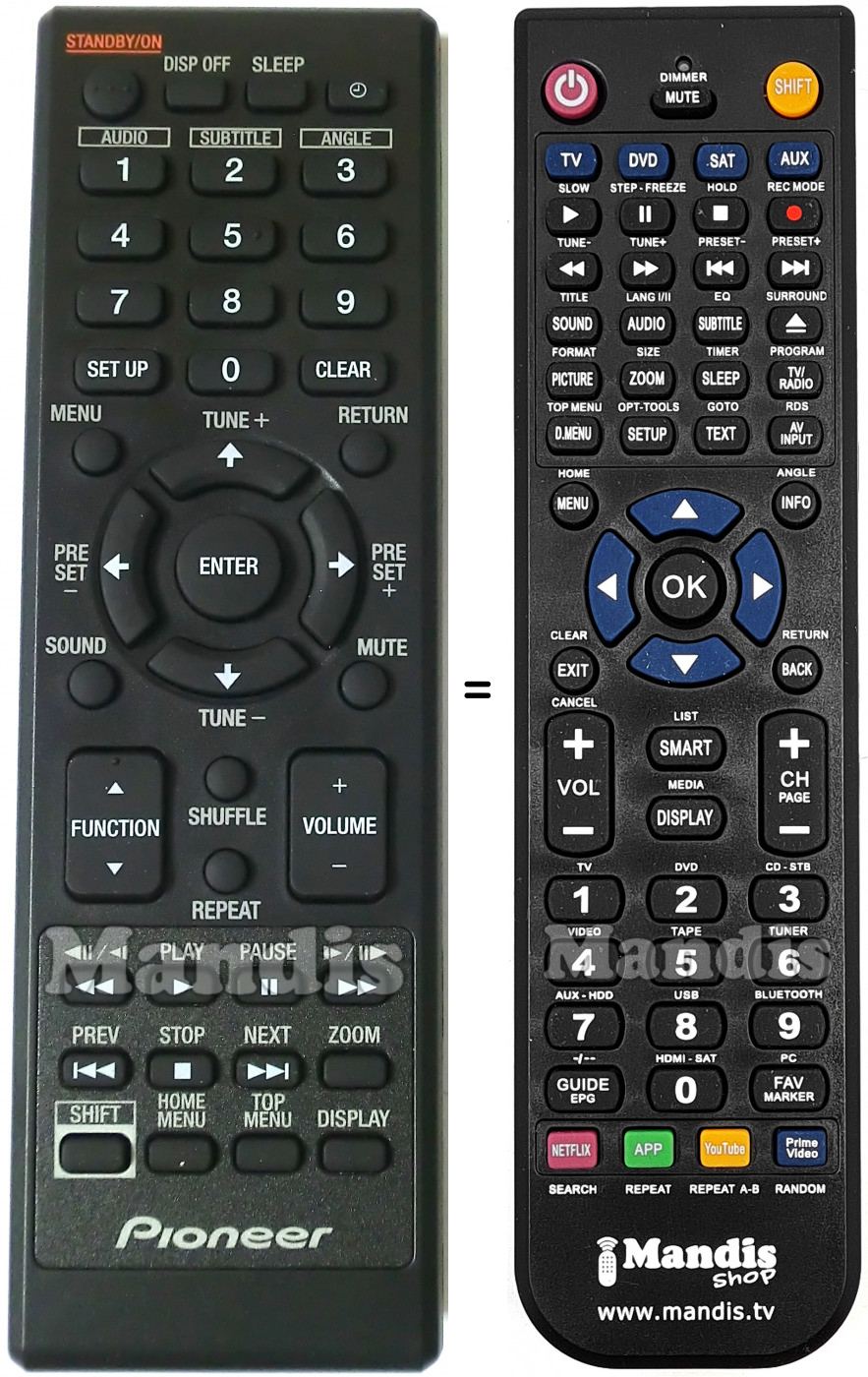 Telecomando equivalente Pioneer 076R0TF011