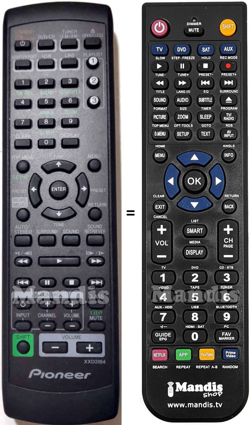 Telecomando equivalente Pioneer XXD3184