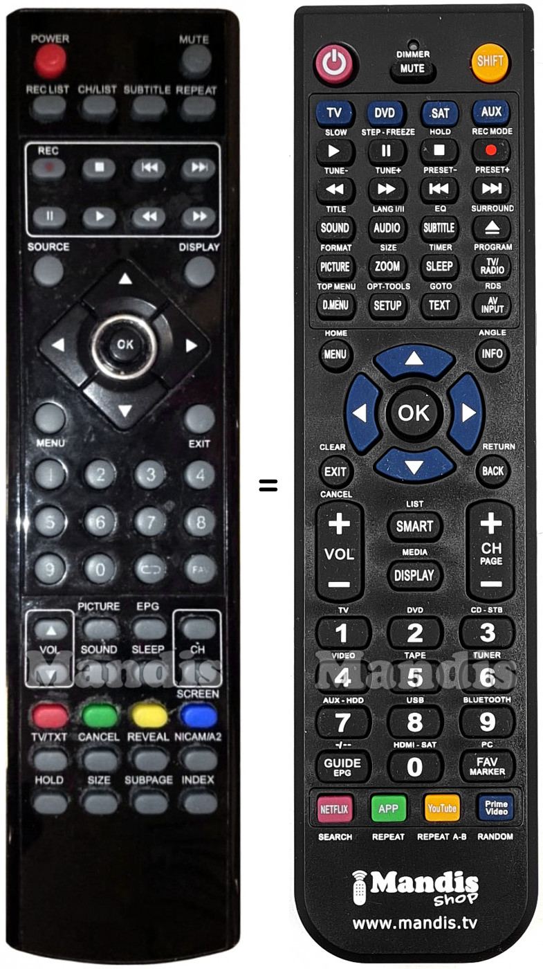 Telecomando equivalente Q-MEDIA QLE26D11HM4-TL