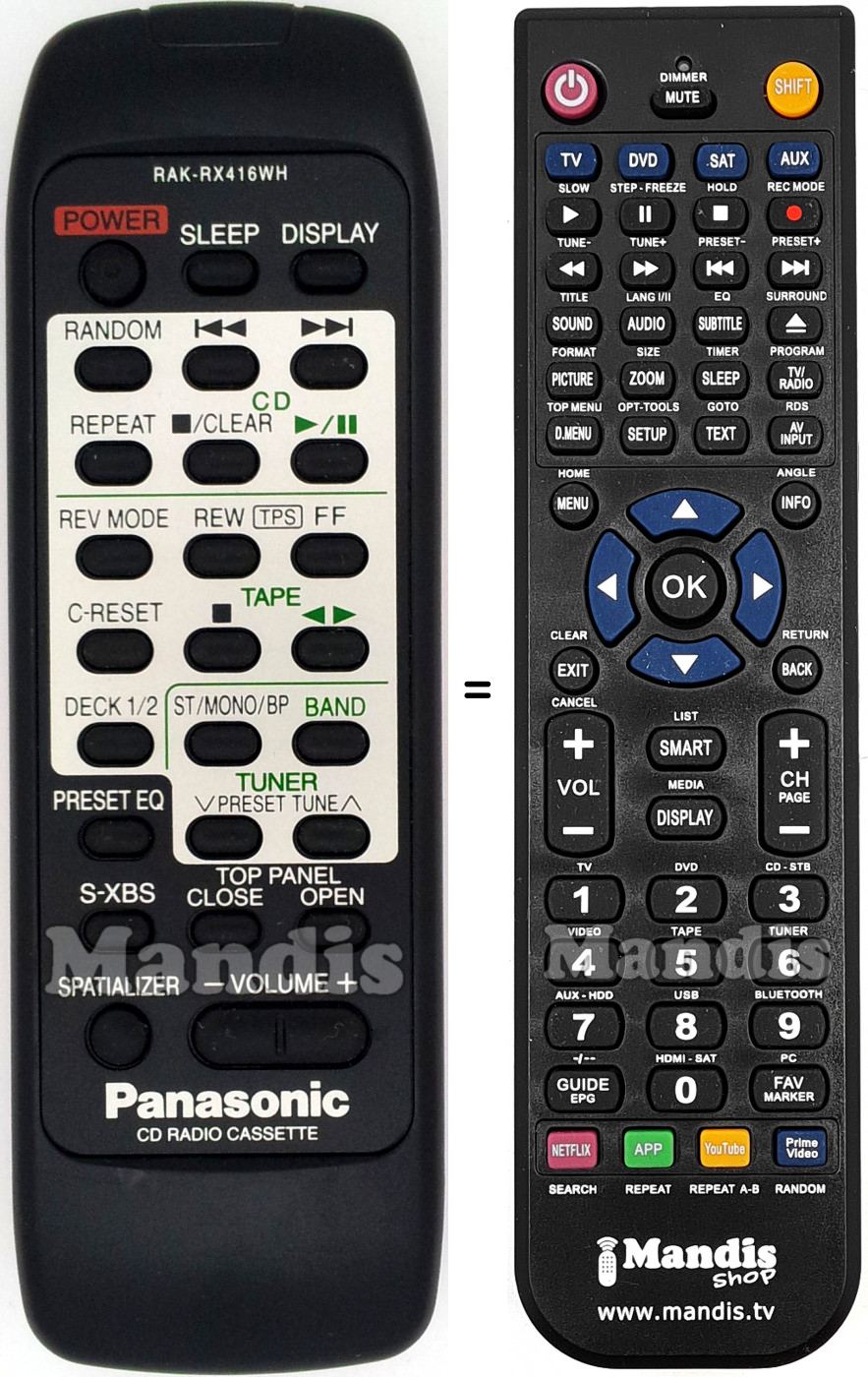 Telecomando equivalente Panasonic RAK-RX416WH