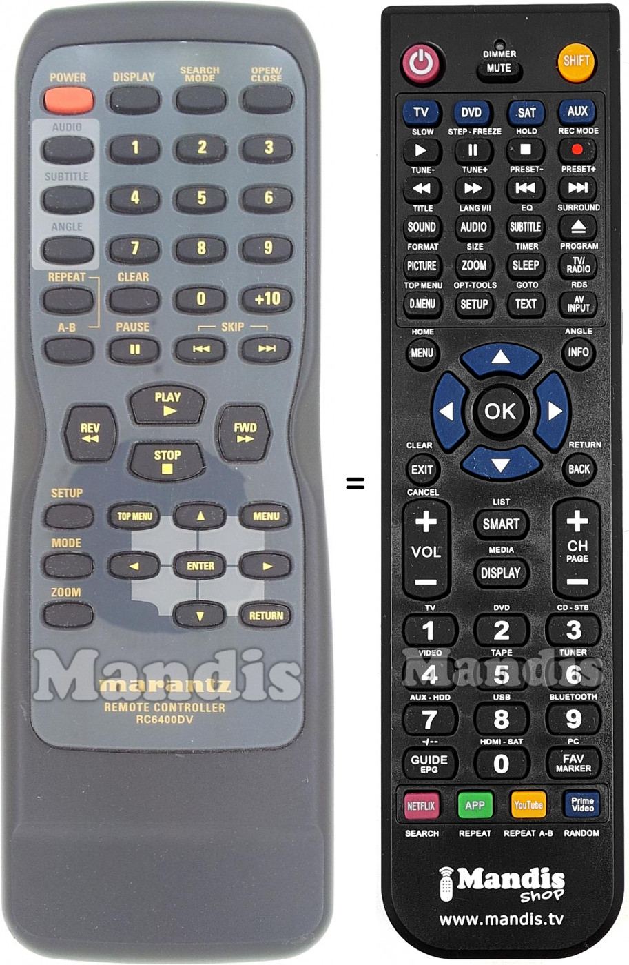 Telecomando equivalente RC6400DV