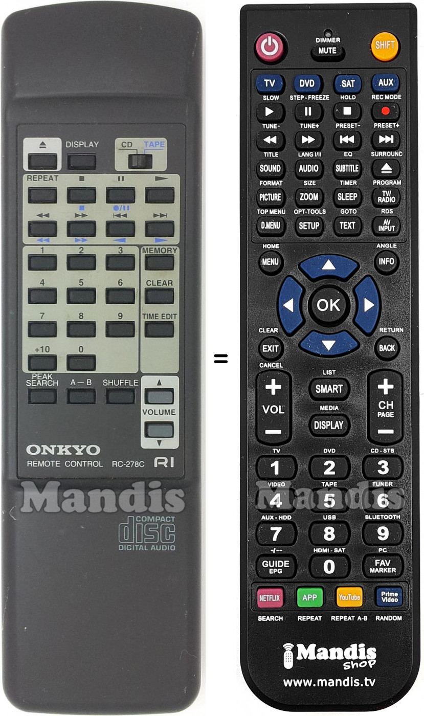 Telecomando equivalente RC-278C