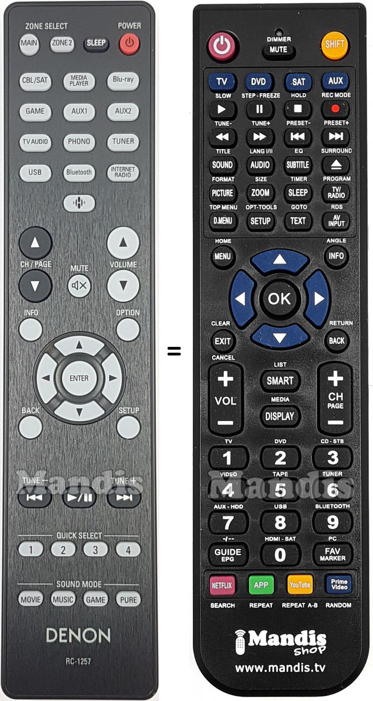 Telecomando equivalente Denon RC-1257