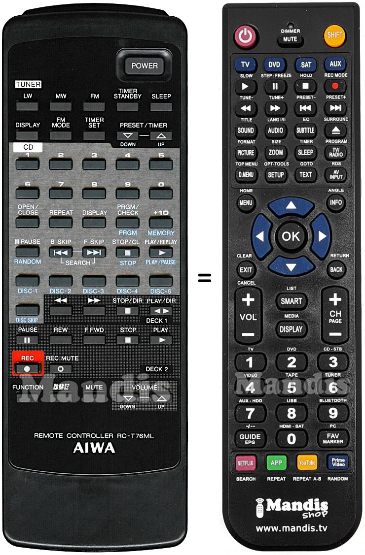 Telecomando equivalente RC-T76ML