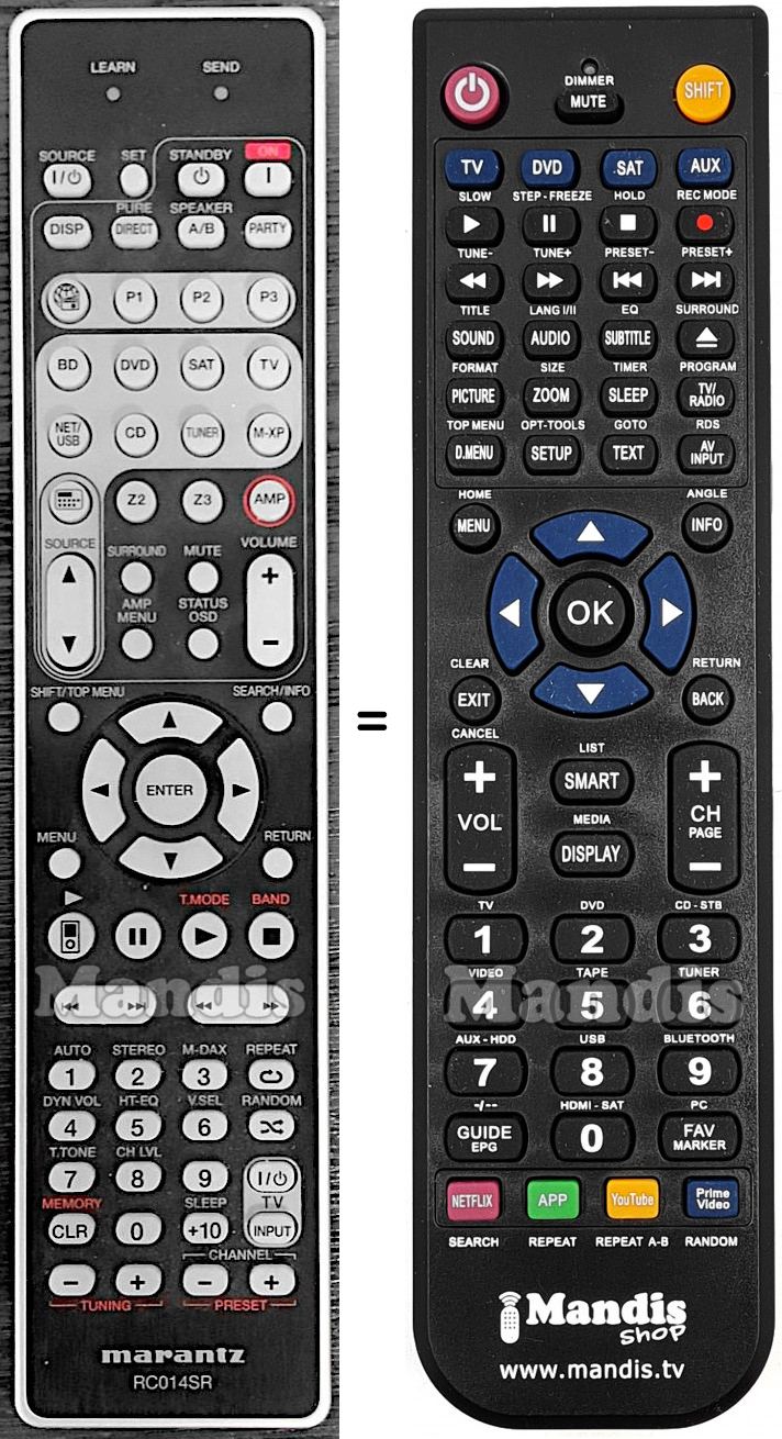 Telecomando equivalente Marantz RC014SR
