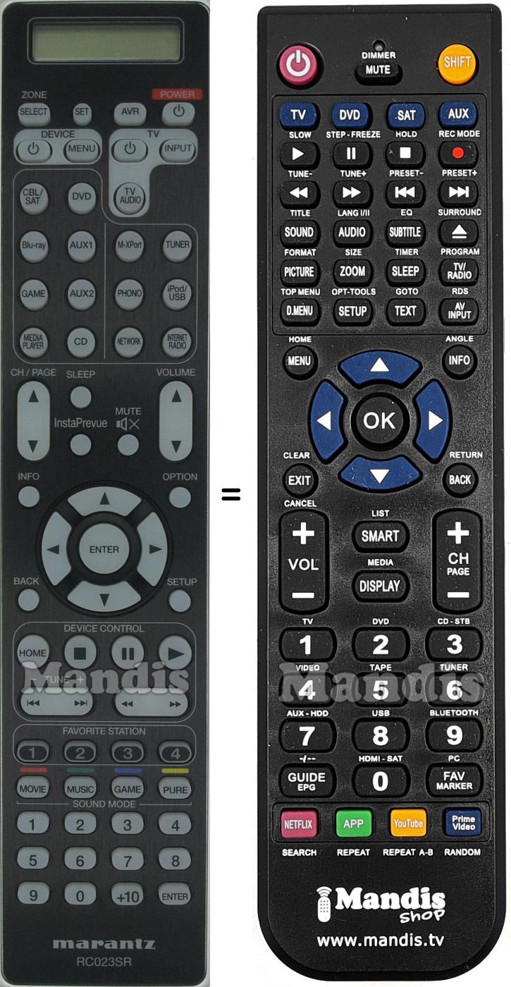 Telecomando equivalente Marantz RC023SR