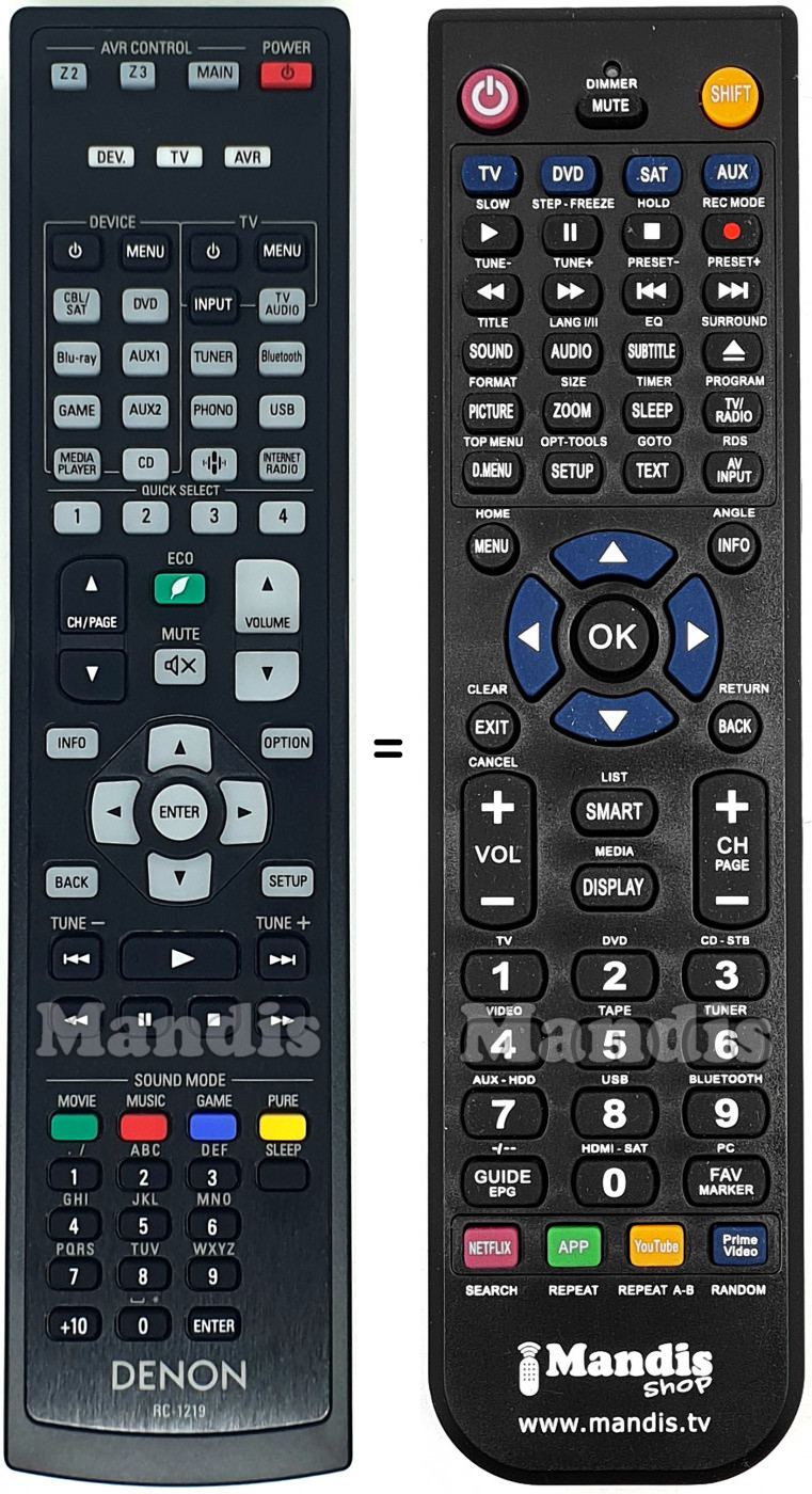 Telecomando equivalente Denon RC-1219