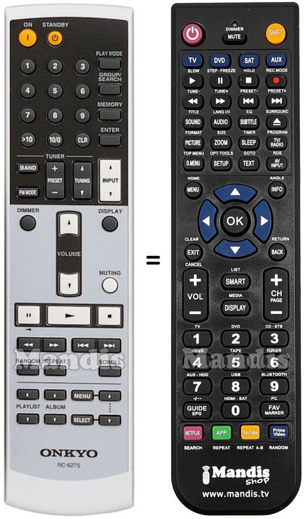 Telecomando equivalente Onkyo RC627S