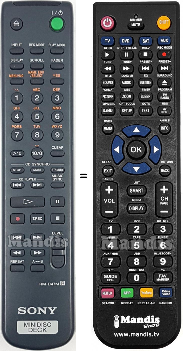 Telecomando equivalente RM-D47M
