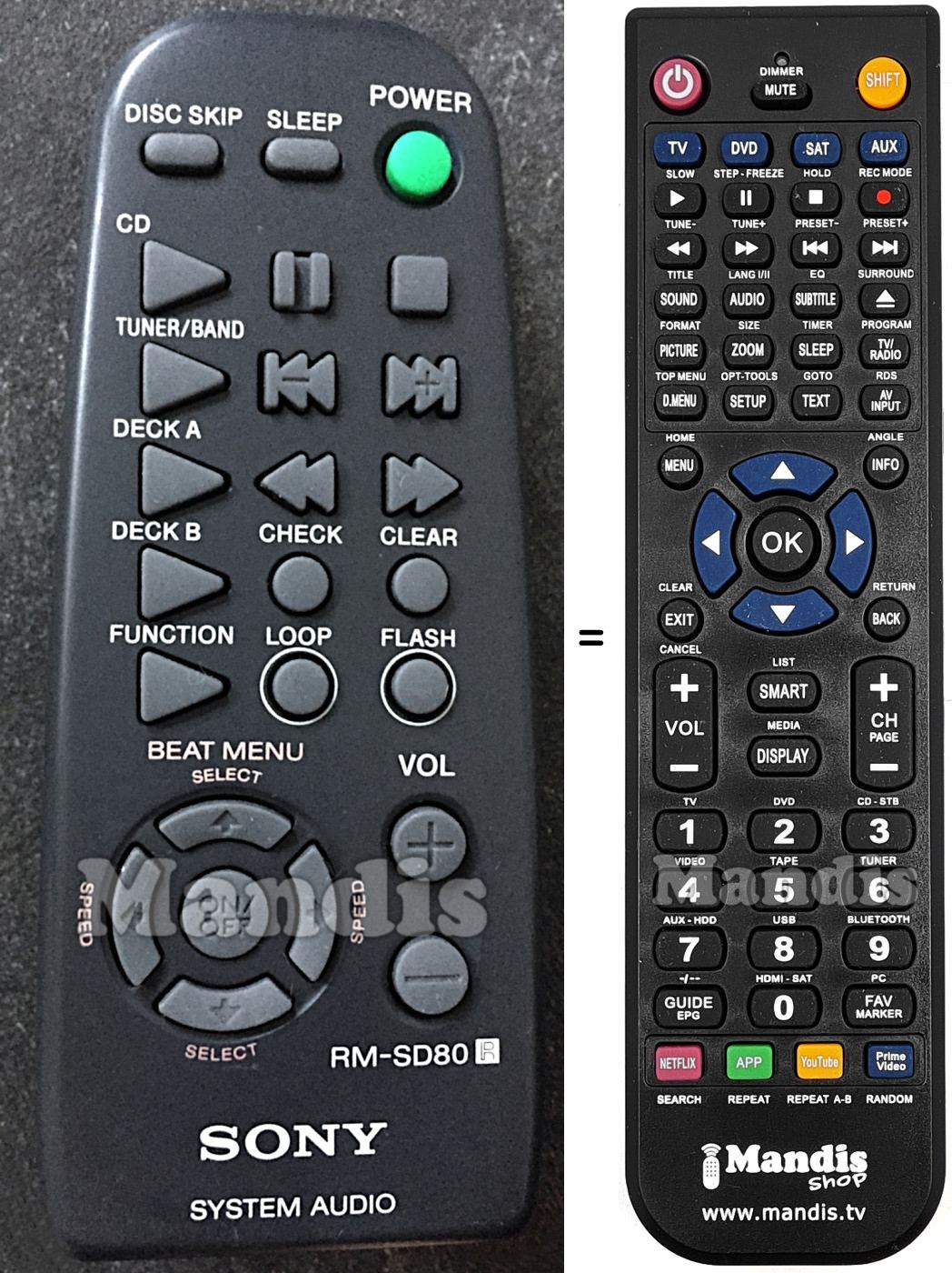 Telecomando equivalente RM-SD80