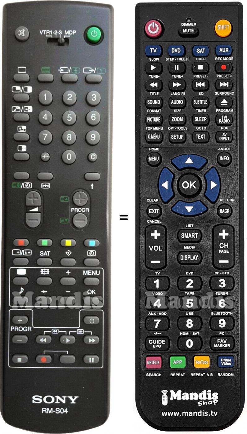 Telecomando equivalente Sony RM-S04