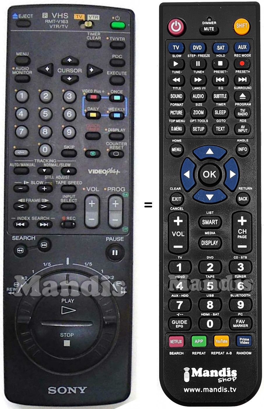 Telecomando equivalente Sony RMT-V163A