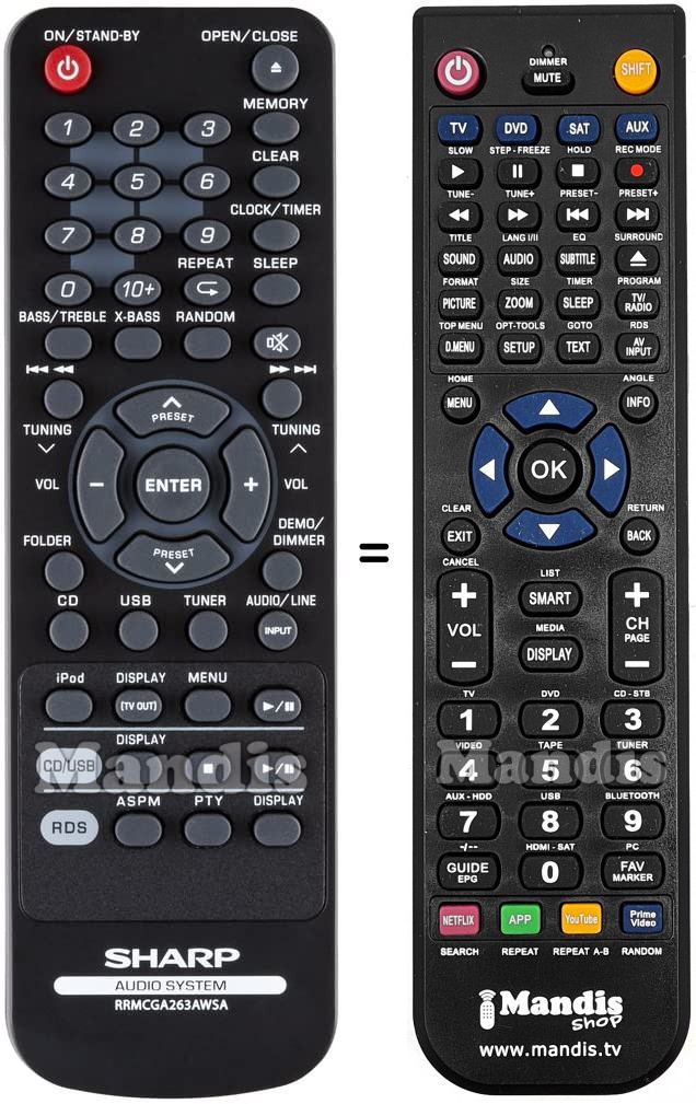 Telecomando equivalente Sharp RRMCGA263AWSA