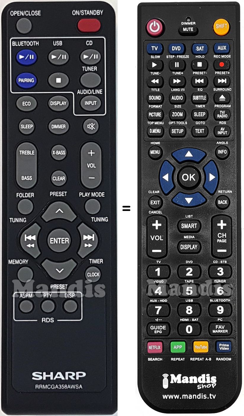 Telecomando equivalente RRMCGA358AWSA