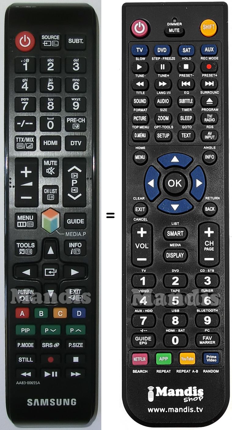 Telecomando equivalente Samsung AA83-00655A