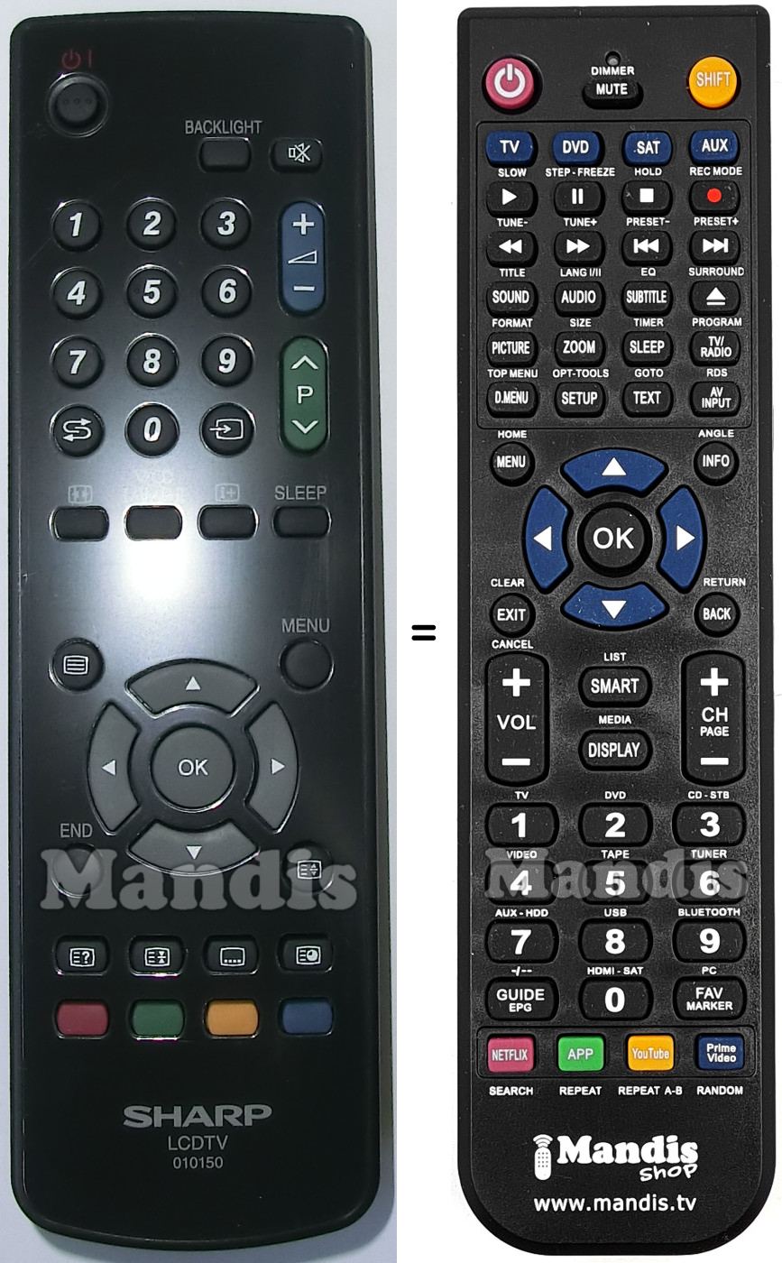 Telecomando equivalente Sharp 010150