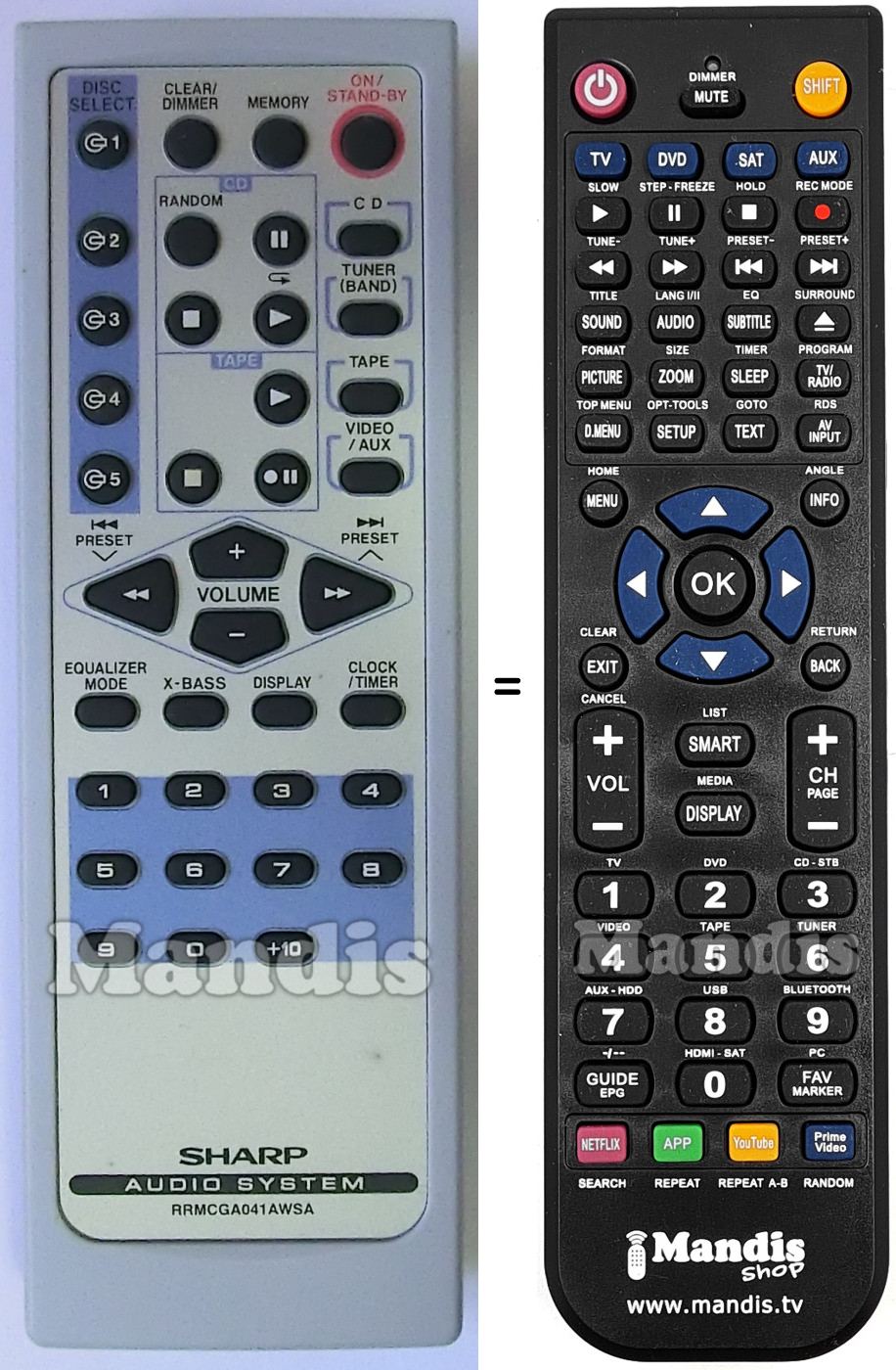 Telecomando equivalente Sharp RRMCGA041AWSA