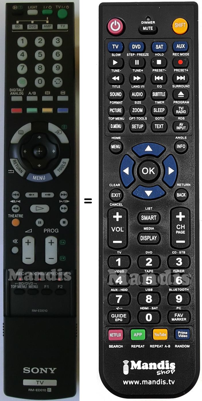 Telecomando equivalente Sony RM-ED010