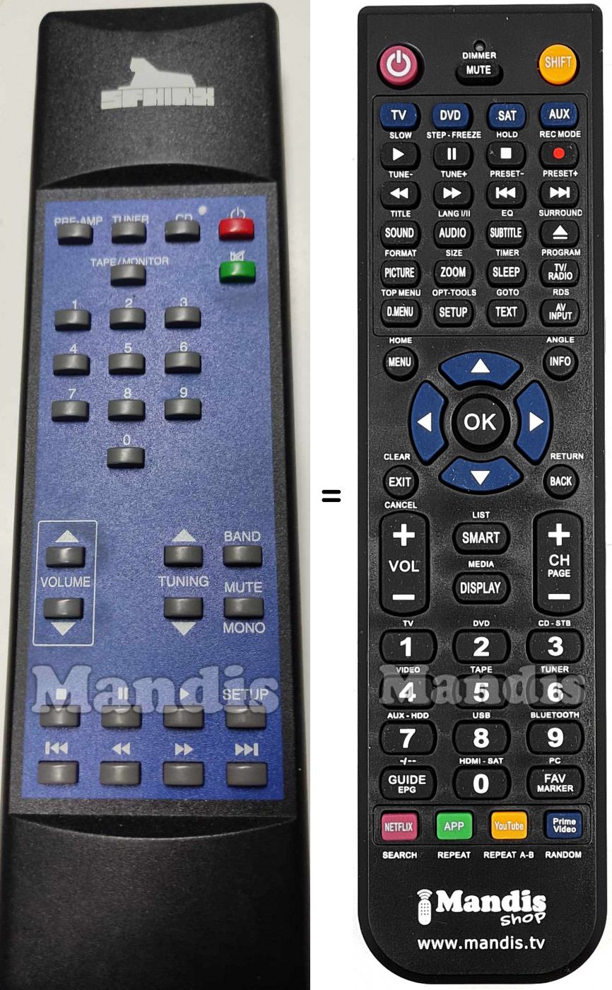 Telecomando equivalente SPHINX ProjectEight