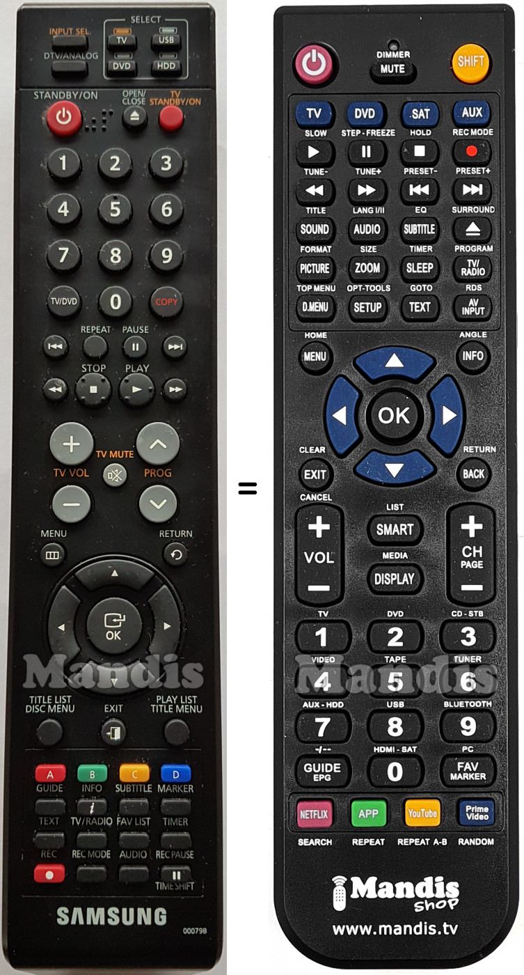 Telecomando equivalente Samsung AK5900079B